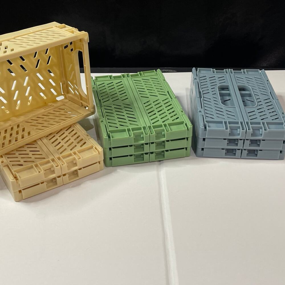 Mini Folding Crates Set Storage Baskets Collapsible Organizer